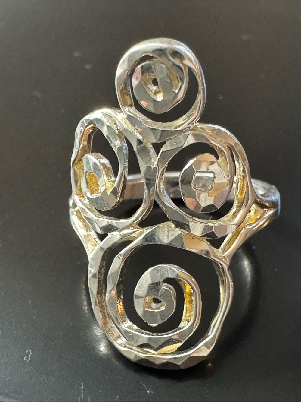 Sterling Silver Swirl Statement Ring 925 Thailand Sculptural Scroll Size 5.75